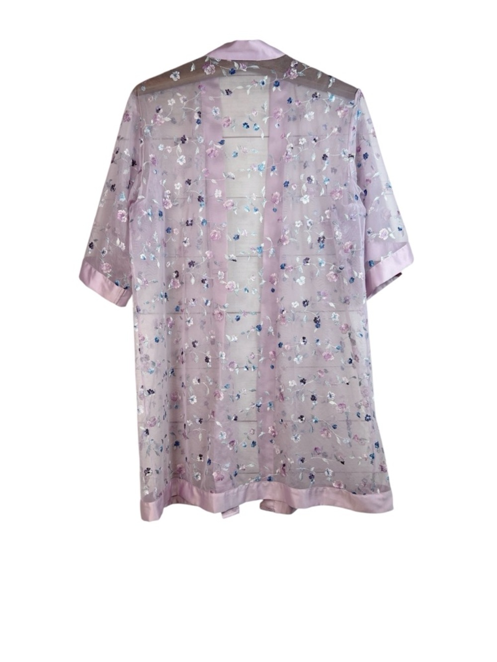 Lavender Purple Sheer Floral Embroidered Robe Fairy Whimsical Size M/L Boho - Picture 3 of 10